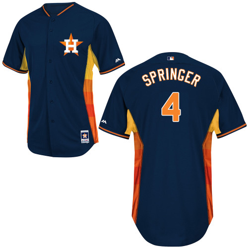George Springer #4 MLB Jersey-Houston Astros Men's Authentic 2014 Cool Base BP Navy Baseball Jersey
